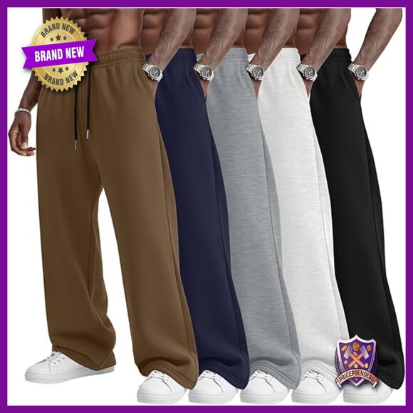 5 Pack Men's Sweatpants Straight Leg Joggers Elastic Drawstring Pockets